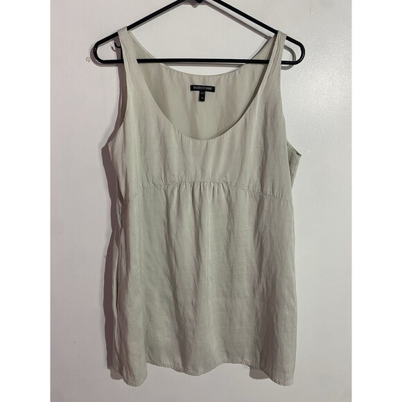 Eileen Fisher Tank Top M Cream Silk Minimalist Babydoll Travel Classic Office - Picture 1 of 15